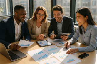 Photo d'une equipe d'affaires moderne en réunion