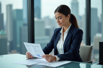 Femme d'affaires confiante dans un bureau moderne