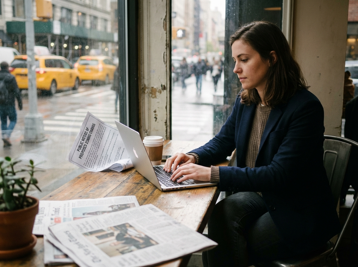 Jeune femme tapant sur un ordinateur dans un café