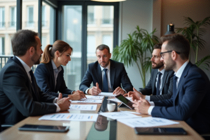 Groupe de gestionnaires d'actifs français en réunion