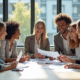 Groupe d'entrepreneurs dans un bureau lumineux