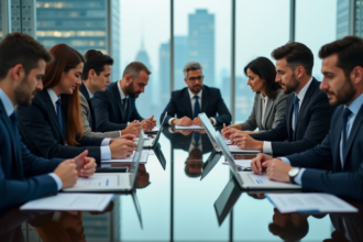 Groupe de professionnels d'affaires autour d'une table