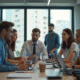 Groupe de professionnels divers dans un bureau lumineux