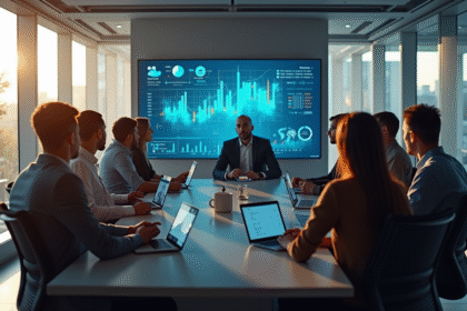 Groupe diversifié en réunion sur la cybersécurité