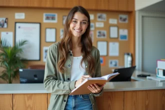Jeune femme coordonne une activité bénévole au centre communautaire