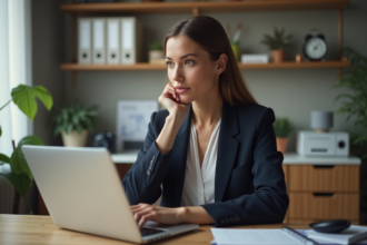 Jeune femme professionnelle au bureau à domicile